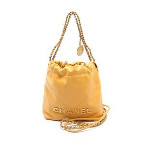 Chanel 22 Leather Shoulder Bag Yellow